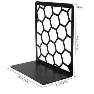 Modern Geometric Metal Bookends Honeycomb Design Heavy Duty Book Holder for <b>Shelves</b> <b>Office</b> Desk Home Decor - Product Image 2