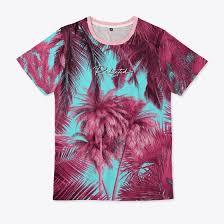 T-shirt pour homme à motif palmier tropical - Tee-shirt d'été géométrique abstrait, haut graphique vibrant pour la plage, style resort vert sarcelle et corail - Product Image 2