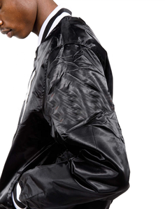 Venta al por mayor de diseño personalizado de los hombres de satén de seda Varsity chaqueta de cierre de cremallera Logotipo de color Letterman béisbol equipo desgaste chaqueta de Bombardero - Product Image 4