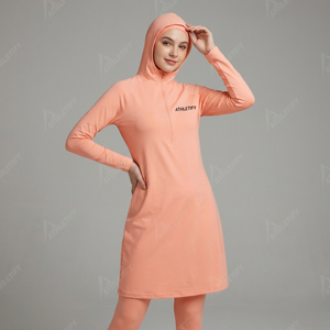 Premium Women's Muslim Swimwear Two-Piece Burkini Set Breathable Long Sleeve Leggings Zipper Hooded UPF50+ Beach <b>Pool</b> Fitness - Product Image 1