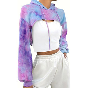 Las mejores sudaderas con capucha de corte recortado, ajustadas, transpirables, antipilling, con logo frontal, para mujer. - Product Image 1