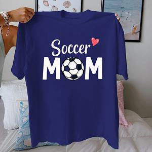 Camiseta de fútbol MOM con diseño de corazón de algodón puro para mujer, ajuste cómodo - Product Image 4