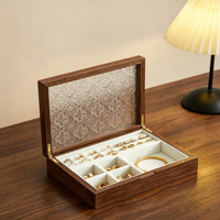 Boîte à bijoux rectangulaire en bois de qualité supérieure avec couvercle en verre, présentoir à bijoux, boîte à maquillage et organisateur