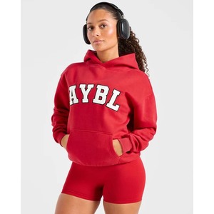 Sweat-shirt à capuche surdimensionné en molleton pour femme, imprimé lettres bleues, poche avant, coupe classique, pour l'automne - Product Image 5