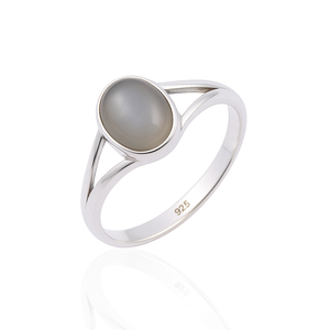 Gray <b>Moonstone</b> Cabochon Bezel Setting 925 Sterling Silver Handmade Split Shank Wedding Ring <b>Jewelry</b> Wholesale - Product Image 1
