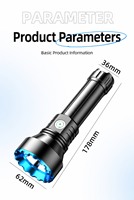 Lampe torche LED rechargeable haute puissance; Lampe de recherche/extérieur; Lampes tactiques puissantes à haute luminosité