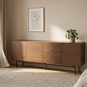 Armoire à tiroirs en teck naturel Hoshi, écologique, solution de rangement contemporaine pour chambre et salon, idéale pour entrepôt sur mesure - Product Image 4