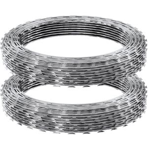 Filo Spinato Razor da 98 Piedi, 2 Rotoli di Filo Spinato Galvanizzato e Fili a Nastro per Sicurezza e Protezione - Product Image 1