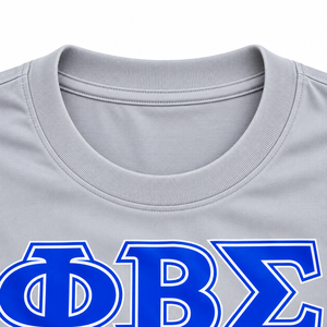 Phi Beta Sigma 1914 Men's Black <b>Round</b> <b>Neck</b> Short Sleeve <b>T</b> <b>Shirt</b> with Blue <b>White</b> Greek Letter Shield Logo Graphic Casual - Product Image 5