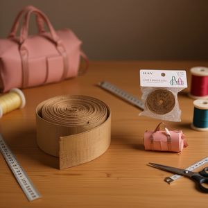 Nastro per tracolla borsa Ilan 3,8 cm x 3 m, fettuccia marrone chiaro per la creazione di borse - Product Image 3