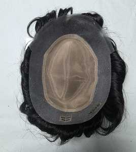 Prothèse capillaire en cheveux naturels indiens Silk Pro, noire, ondulations profondes et ondulations souples, avec dentelle pour bonnet, en cheveux Remy pour hommes, aspect naturel - Product Image 1