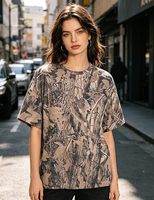 T-shirt camouflage oversize pour femme et homme, imprimé graphique feuille d'érable, manches courtes, col rond, streetwear