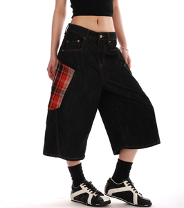 <b>Women's</b> <b>Black</b> <b>Cargo</b> <b>Shorts</b> High Waist Elastic Drawstring Loose Fit Streetwear Style with Multiple Pockets Canvas Material 2026 - Product Image 3