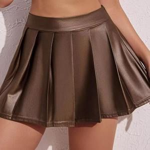 Jupe trapèze vintage en cuir véritable épais pour femme, style tendance, avec votre logo, motif léopard, décontractée, pour l'hiver, haute qualité - Product Image 4