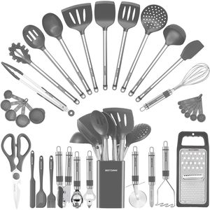 Set di 33 Utensili da Cucina in Silicone e Acciaio Inossidabile, Spatole e Cucchiai Antiaderenti, Accessori da Cucina - Product Image 1