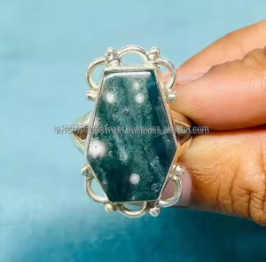 Anillo hecho a mano de plata 925 de alta calidad Green Ocean Jasper Anillo de regalo para mujer para aniversarios y fiestas - Product Image 3