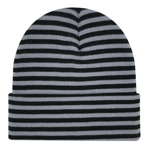 Gorro de punto a rayas para hombre, gorro de invierno con puño, gorro informal de acrílico acanalado - Product Image 5