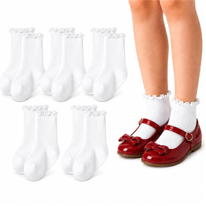 Calcetines de Punto Acanalado con Volantes Blancos para Niñas, Uniformes Escolares, Calcetines de Tobillo para Bebés y Niños Pequeños - Product Image 3