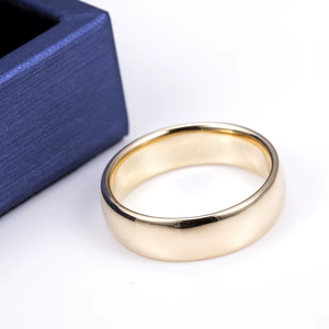 Classic Yellow Gold Wedding Band Unisex <b>Ring</b> Smooth Design Simple Style - Product Image 1