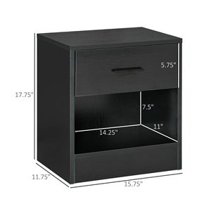 Comodino Moderno in Legno Nero con Cassetto Portaoggetti, Tavolino d'Appoggio per Soggiorno e Camera da Letto - Product Image 3