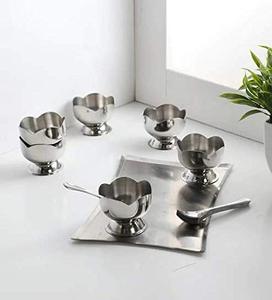 Stainless Steel Cut Design <b>Dessert</b> Cups & Serving <b>Bowl</b> <b>for</b> Ice Cream/Salad/Fruit/Pudding, Set of 6-150 ML - Product Image 2