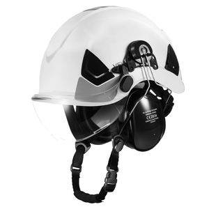 Casco di Sicurezza Industriale Approvato ANSI/ISEA Z89.1, Elmetto in ABS con Visiera e Paraorecchie, Regolazione a 6 Punti con Sospensione a Cricchetto - Product Image 1