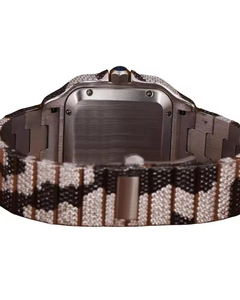 Montre mécanique classique de luxe en acier inoxydable avec moissanite taille carrée haute, cadran analogique personnalisé en verre, 41 mm, bracelet 20 mm, fermoir déployant - Product Image 3