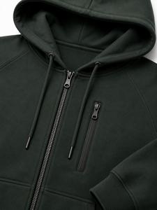 Sweat-shirt à capuche pour homme, couleur unie, en molleton extensible/coton, coupe classique, streetwear décontracté, respirant, écologique, sweat-shirt d'automne - Product Image 6