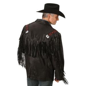 High Quality Genuine Leather Cowboy Style OME Fringe Biker <b>Canvas</b> Eco-Friendly Breathable Waterproof Vintage Winter <b>Jacket</b> - Product Image 3