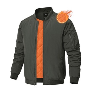 Chaqueta Bomber Unisex con Calefacción, Cuello Camisero, Cierre de Cremallera, Forro Naranja, Estilo Urbano, Otoño, Casual, Talla Estándar - Product Image 1