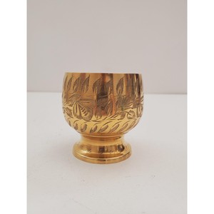 Gobelet en laiton fait main tendance, rond, vintage, avec motif de feuille en relief, tasse décorative pour cadeaux - Product Image 5