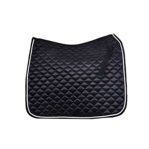 แผ่นรองอานม้าแบบอังกฤษสีดำแบบเย็บลายพร้อมสายรัดอานแบบนุ่ม ระบายอากาศได้ดี ซับแรงกระแทก ผ้ารองอานสำหรับขี่ม้า - Product Image 1
