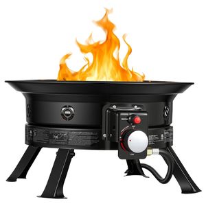Braciere a Gas Propano da 24 Pollici, 53.000 BTU, Fiamma Regolabile, Griglia, Pietre Laviche, Gambe Pieghevoli, Braciere Portatile Rettangolare - Product Image 1