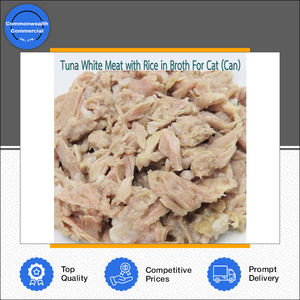 อาหารสัตว์เลี้ยงคุณภาพสูงจากผู้ผลิตระดับโลก ทูน่าเนื้อขาวพร้อมข้าวในน้ำซุปสำหรับแมว บรรจุกระป๋อง - Product Image 2