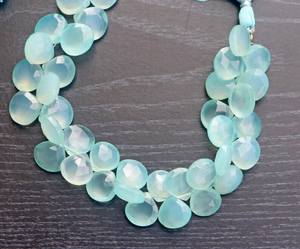 ลูกปัดหินแคลเซโดนีสีน้ำทะเลธรรมชาติทรงหัวใจเจียระไน ร้อยเป็นเส้น สำหรับทำเครื่องประดับ ขายส่ง - Product Image 4