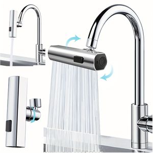 Rubinetto da cucina a cascata a 360 gradi di grandi dimensioni con controllo touch, beccuccio girevole ed estensore per il lavaggio di verdure nel lavello della cucina 3 in 1 - Product Image 1