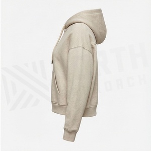 Sweat-shirt à capuche court en coton pour femme, logo personnalisé, pull-over féminin, grande taille, streetwear décontracté de haute qualité, vêtements de sport - Product Image 3