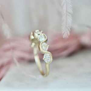 Anillo de oro macizo de 14 quilates con corte ovalado, moissanita original, banda de eternidad, anillo de compromiso con diamantes, regalos de aniversario para mujer - Product Image 4