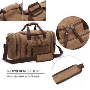 Sac de voyage en toile de grande capacité de haute qualité personnalisé, marron, avec poignée souple, pour la salle de sport et le fitness - Product Image 4