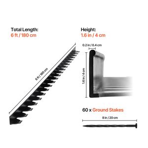 10 pz. Bordura per aiuole in plastica da 1,8 m x 0,5 m, resistente al sole, per giardino e paesaggistica fai-da-te, con 60 picchetti - Product Image 4