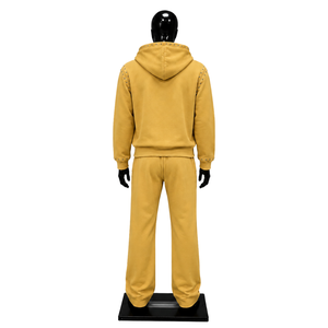 Conjunto de chándal con tachuelas doradas para hombre, sudadera con capucha y pantalones con cremallera completa, ropa casual de calle, traje de jogging, ropa deportiva personalizada al por mayor, estilo algodón - Product Image 2