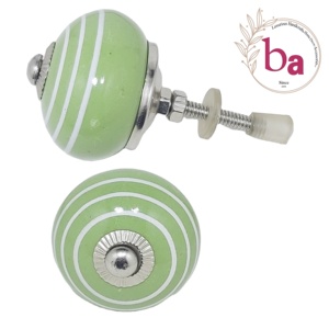 Bandes blanches de vente chaude et boutons en céramique vert forêt poignées de poignée d'armoire en métal pour la cuisine, la salle à manger et l'utilisation de la garde-robe-CK 558 - Product Image 1