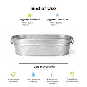 Cubo de hielo de hierro galvanizado, tina para bebidas, cubo enfriador de botellas de cerveza con asa - Product Image 4