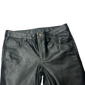 <b>Men's</b> <b>Leather</b> Pants Slim Fit Straight Pattern Lightweight Dark Wash Mid Waist Waterproof Breathable Quick Dry Casual Low MOQ - Product Image 1