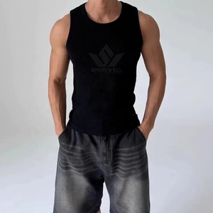 <b>Men's</b> <b>White</b> Solid Cotton Tank Top O-Neck Sleeveless Knitted Breathable Casual Regular Fit Muscle <b>Vest</b> - Product Image 3
