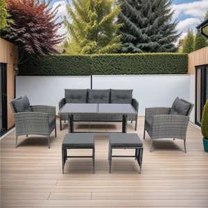 NUEVO Juego de Muebles de Jardín Modulares de Mimbre Moderno IPRO para Patio Exterior, Conjunto de Esquina para 5 Personas, Resistente a la Intemperie, Impermeable y Lavable - Product Image 3
