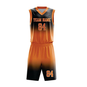 Conjunto de Uniforme de Baloncesto Personalizado con Degradado Naranja y Negro, Sin Mangas, Cuello en V, Sublimado, de Secado Rápido, Uniforme Deportivo Unisex para Equipo - Product Image 3
