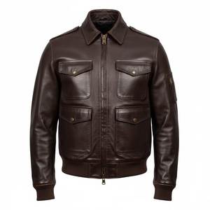 Veste en cuir pour homme au design personnalisé et tendance, avec col montant et logo sur le devant, fabriquée au Pakistan, veste d'hiver pour hommes et motards - Product Image 2