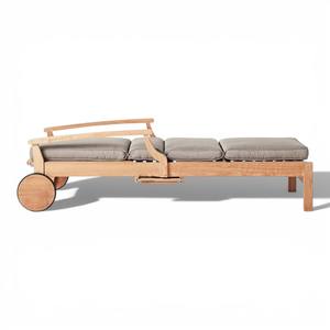 <b>Luxury</b> Outdoor Solid Teak Wood Garden Beach Lounger Adjustable Reclining Sunbed with Wheels Cushions for Hotel Resort Poolside - Product Image 2