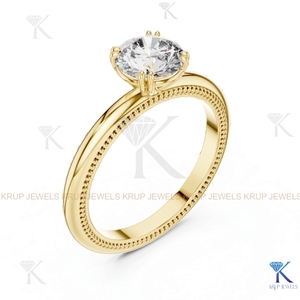 Round Brilliant Cut Diamond Solitaire Engagement <b>Ring</b> In Yellow Gold Classic Style Women's Jewelry - Product Image 4